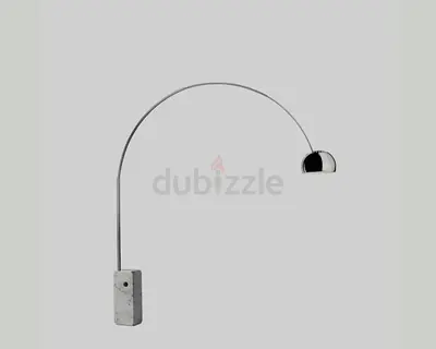 Arched Marble Base Floor Lamp with Chrome Dome Shade the block is black not white