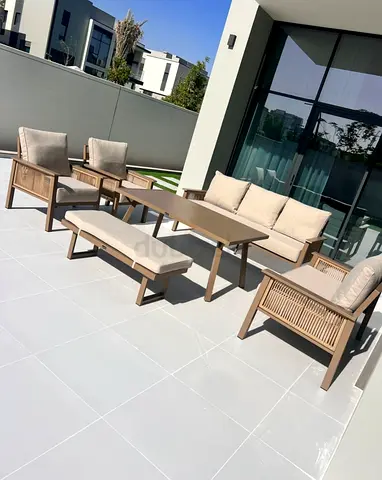 7-piece outdoor garden seating set with cushions aluminium brand new