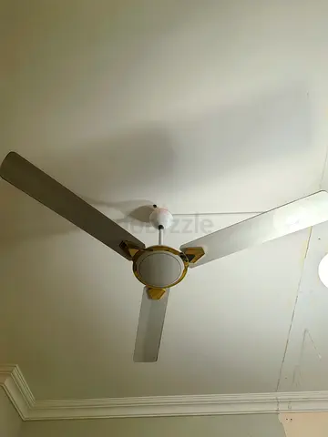 2 pcs White and Gold 3-Blade Ceiling Fan