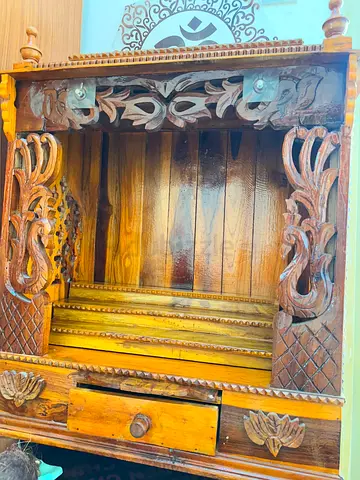 Hand-carved Wooden Pooja Mandir / Small Home Temple with Drawer