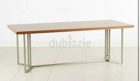 8 Seater Wooden Top Dining Table with Metal Base