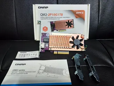QNAP QM2-2P10G1TB Dual NVMe + 10GbE Expansion Card – Boxed