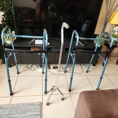 Adult walker fully foldable with walking stick