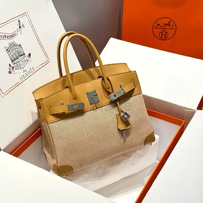 HERMES Women's Birkin Bag 30cm Canvas/Cowhide