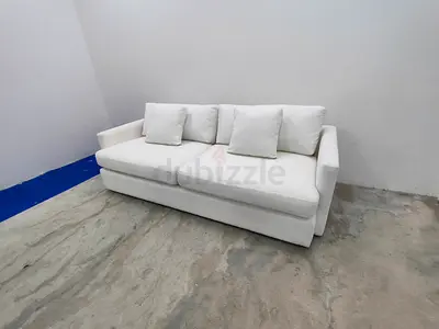 Crate and barrel white color 3 seater sofa