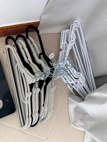 Set of Velvet and Plastic Clothes Hangers - Black & White (40+ pcs)