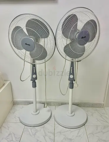 Pair of Ikon Standing Pedestal Fans - White, Good Working Condition 100 each