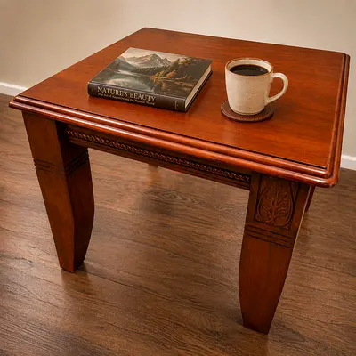 Matching Pair of Carved Hardwood Side Tables – Made in Malaysia
