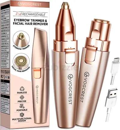 Vogcrest 2-in-1 Rechargeable Eyebrow Trimmer & Facial Hair Remover Womens Choice Original