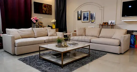 Excellent condition Crate and barrel Lounge deep Feather filled 5 Seater Sofa Beige