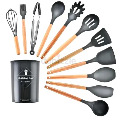 SPATULA SPOON SET, KITCHEN UTENSIL SET, NON STICK KITCHEN UTENSIL, GREY COLOUR