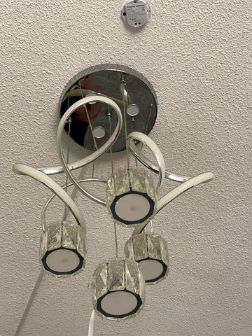 Modern 5-Light Crystal Ceiling Light Fixture - Chrome finish. LED TRIPLE COLOUR