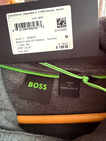 Hugo Boss Grey Hoodie Size M - Like New with Tags