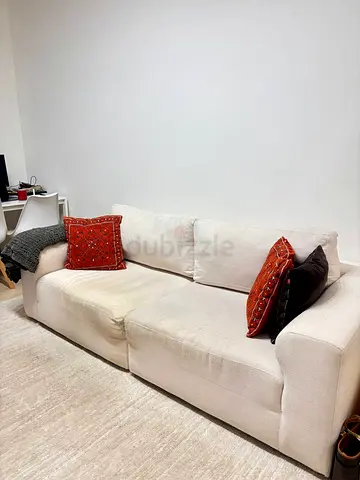 FOR FREE 3-Seater Cream Fabric Sofa - Comfortable, Good Condition
