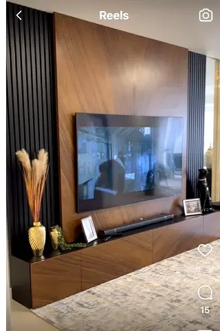 Modern wooden TV entertainment unit with storage