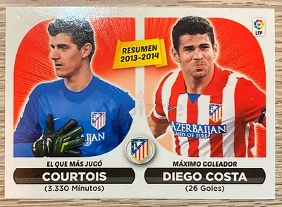 Atlético de Madrid 24 Courtois / Diego Costa - 2014-15 Panini Liga Este Stickers