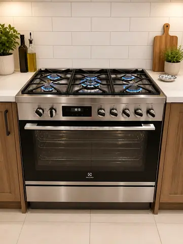 Eletroulx 5-Burner Top Gas Oven Electric Digital Cooking Range Sam Like New Condition 90cm