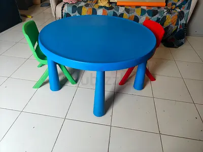 Round Blue Kids Activity Table with 1 Small Chair