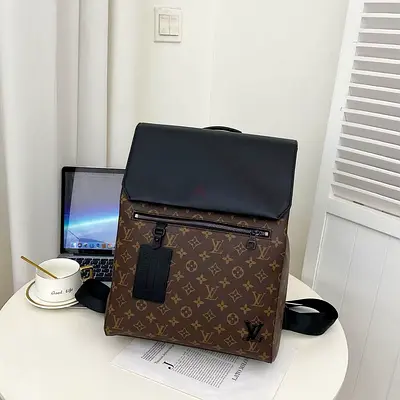Luis Vuitton Monogram Canvas Leather Top-Flap Backpack - Brown