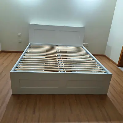IKEA brimnessqueen size 160×200cm bed frame with headboard+ 4 big storage drawers with IKEA mattress