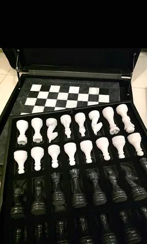 Radicaln Marble Chess Set 15"x15" with the Original Faux Leather Briefcase
