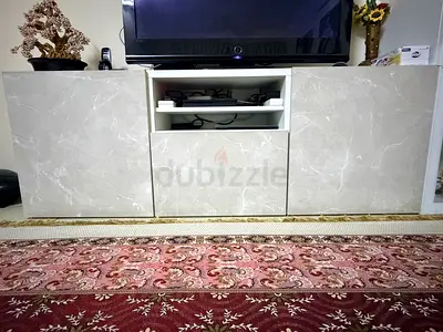 Modern Grey Marble Finish TV Unit with storage