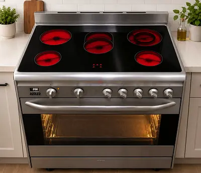 Smeg 5 Burners Full Electric Digital Cooking Range Sam like new condition 90cm