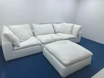 Linen fabric marina home luscious sofa with footstool