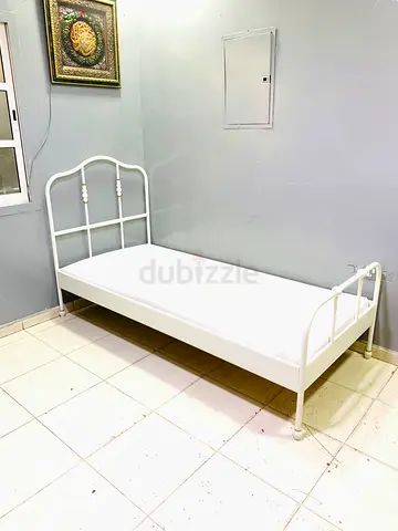 Single White Metal Bed Frame - Simple Design