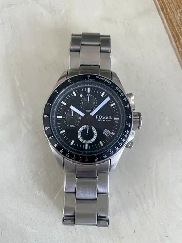 Fossil Stainless Steel Men's Chronograph Watch - Black Dial