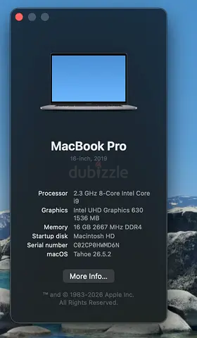 MacBook Pro 16-inch (2019) - Intel i9, 16GB RAM, 1.5TB SSD