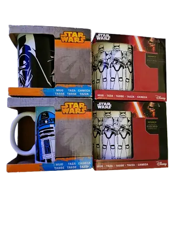 Set of 4 Disney Star Wars Character Mugs (Darth Vader, R2-D2, Stormtroopers) - New in Box