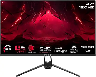 Game On 120 Hz QHD 2560x1440 Gaming Monitor 0.5ms Hdmi2.1 AMD FreeSync