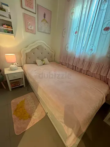 White single bed with tufted headboard and under-bed storage - good condition
