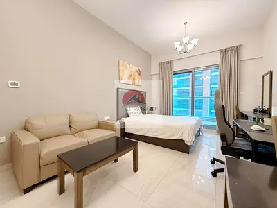 Fully Furnished large studio community and pool view with big balcony and right side water view