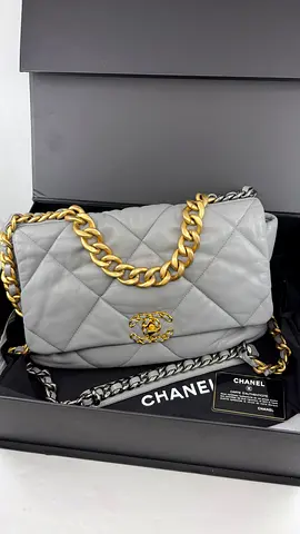 Chanel 19 Lambskin Quilted Medium Flap Grey Bag