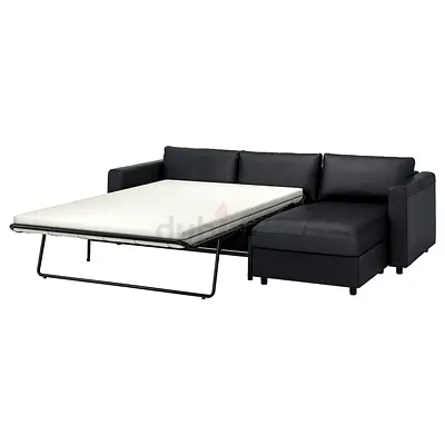 Ikea original vimle black color leather Sofabed with storage