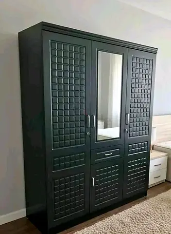 New wardrobe 3door with mirror dark brown colour