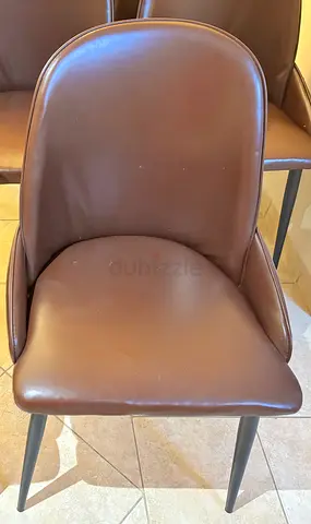 Brown Faux Leather Dining Chair - Good Condition