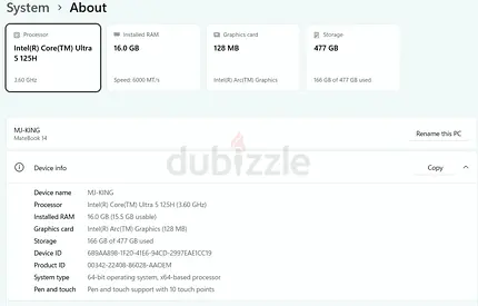 Huawei MateBook 14 (Intel Core Ultra 5 125H) — 16GB RAM, 500 GB SSD