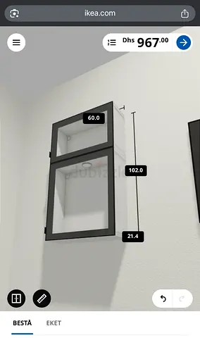 IKEA BESTÅ wall cabinet with glass doors (black) - like new