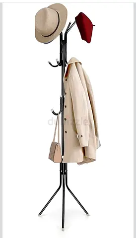Free-standing Metal Coat Rack with Multiple Hooks - Black