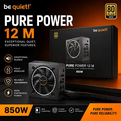 be quiet! Pure Power 12 M 850W — 80 PLUS Gold, Fully Modular PSU