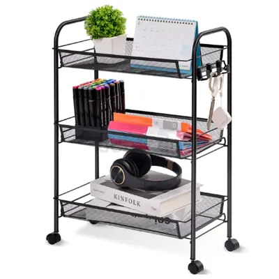 MULTI-FUNCTIONAL 3-TIER ROLLING CART FOR KITCHEN AND BATHROOM STORAGE – 1 PIECE