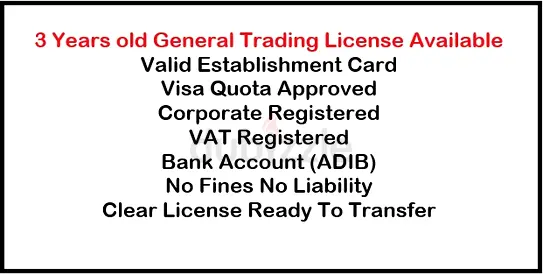 3YEAR OLD GENERAL TRADING LICENSE FOR SALE