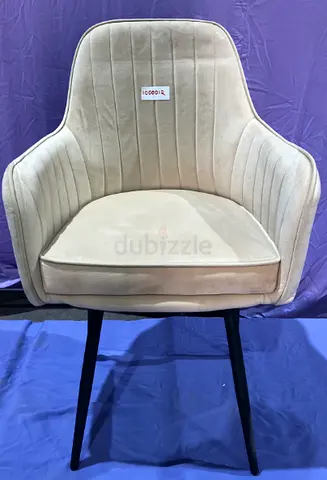 Dining   Chair, Beige Velvet with Black Metal Legs, 90×59×50 cm