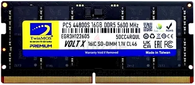 16GB DDR5 5600MHz SO-DIMM Laptop RAM (TwinMOS Volt X) - Single Module