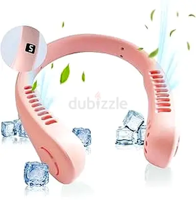 Portable USB Rechargeable Neck Fan - Hands-Free Cooling (Pink)