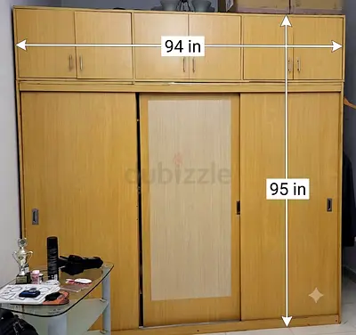 Spacious 3-Door Sliding Wardrobe with Top Storage & Centre Mirror (MDF / Custom-Made Must Go Today