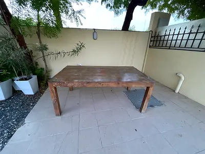 Solid Wood Outdoor Dining Table - Rustic, Sturdy 6-Seater